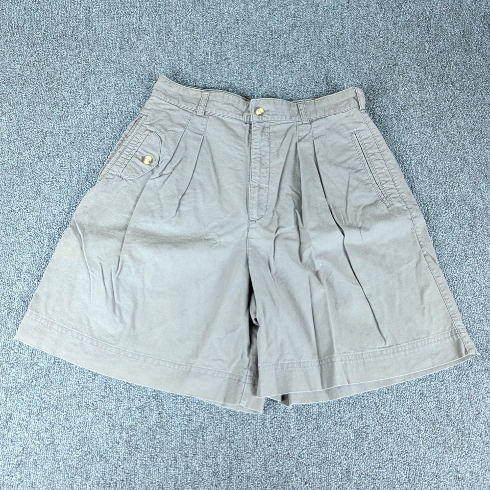 Gap Vintage Pleated Shorts Size 11/12 Womens Gray Khaki High Waisted 100% Cotton